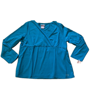 Curves Blue Aqua Long Sleeve Top Fully Lined size XL